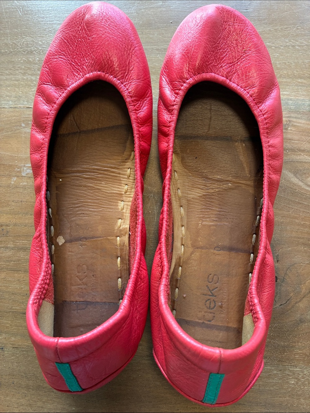 Tieks Women's Red Leather Ballet Flats size 10